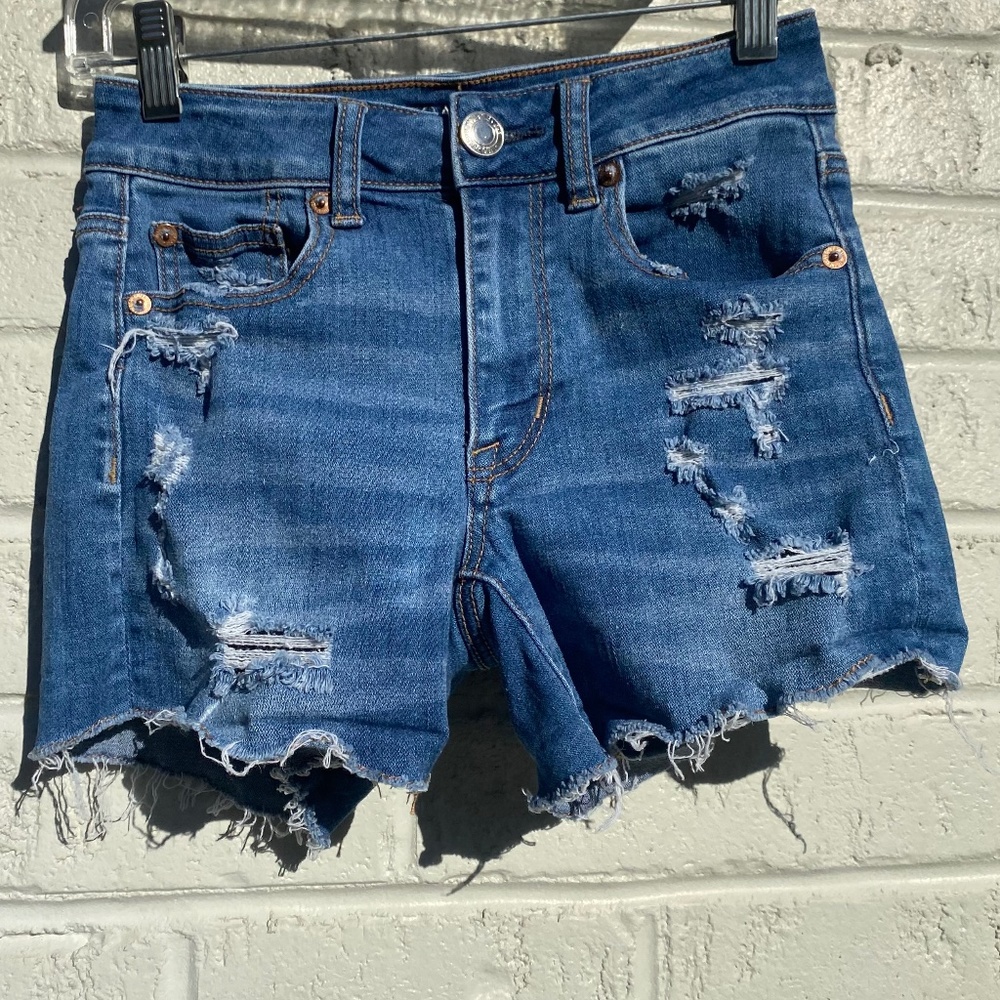 American Eagle Outfitters Hi-Rise Shortie super stretch denim 00